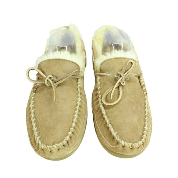 LL Bean Brown Suede Wicked Good Shearling Lined Moccasin Slippers Size 11 M - Picture 5 of 9